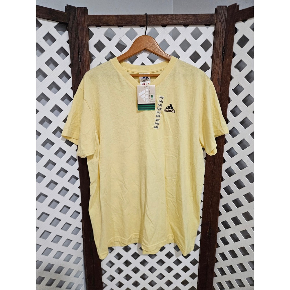 Vintage NOS 90s Adidas T Shirt Women's XL Yellow Deadstock Embroidered, USA